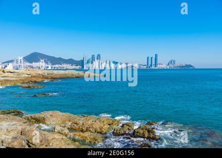 Panorama von Busan von Igidae, Republik Korea Stockfoto