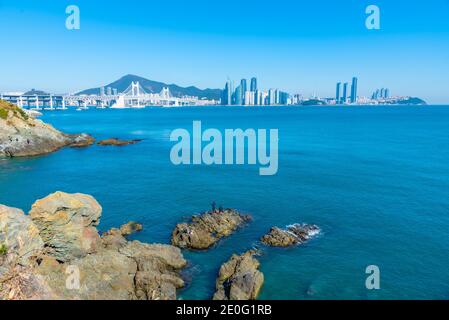 Panorama von Busan von Igidae, Republik Korea Stockfoto