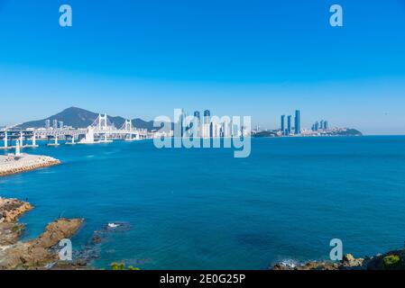 Panorama von Busan von Igidae, Republik Korea Stockfoto