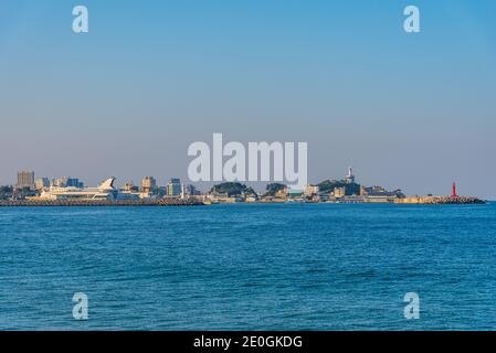 Leuchtturm im Hafen von Sokcho, Republik Korea Stockfoto