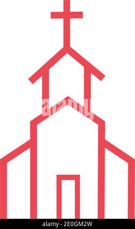 kirche christian Linie Kunst Logo Design, christliche Symbole. Stock Vektor