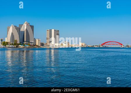 Stadtbild von Sokcho hinter Cheongchoho See, Republik Korea Stockfoto