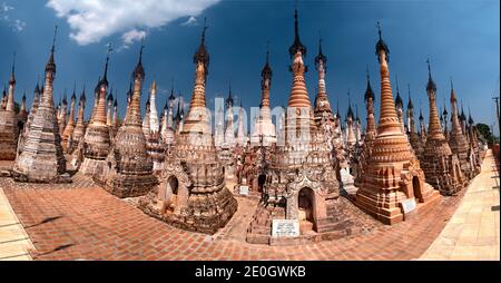 Kakku Pagodas befinden sich südöstlich des Inle Lake, Shan State, Myanmar (ehemals Burma) Stockfoto