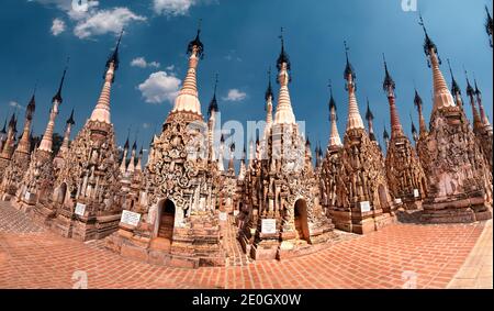 Kakku Pagodas befinden sich südöstlich des Inle Lake, Shan State, Myanmar (ehemals Burma) Stockfoto