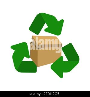 Recycling-Symbol aus Pappe. Verpackungskarton Abfall Vektorgrafik. Stock Vektor
