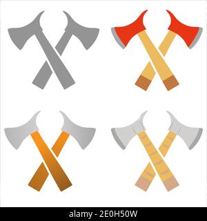 Gekreuzte Achsen, Holzfäller Axt Feuerwehrwerkzeug, Camping Logo Vektor Stock Vektor