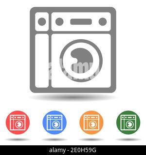 Vektorsymbol für Waschmaschinen in flacher Ausführung Stock Vektor