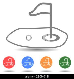 Golfflagge und Lochvektor-Symbol Stock Vektor