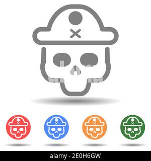 Pirate Schädel Emblem Vektor im einfachen Stil Stock Vektor