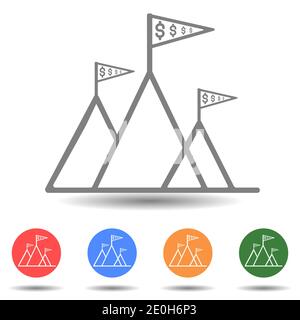 Flagge auf dem Berggipfel, Business Success Vector Icon Stock Vektor