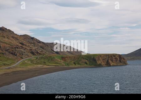 Kleifarvatn See in Reykjanesfólkvangur Naturschutzgebiet Park in Reykjanes Halbinsel in Südisland. Stockfoto