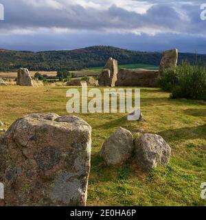 Tomnaverie Recumbent Stone Circle, Tarland, Aberdeenshire, Schottland Stockfoto