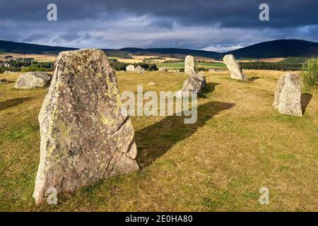 Tomnaverie Recumbent Stone Circle, Tarland, Aberdeenshire, Schottland Stockfoto