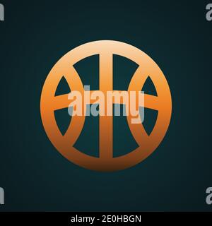 Basketball Ball Symbol Vektor-Logo mit einem isolierten Hintergrund. Gradient Gold Konzept mit dunklem Hintergrund Stock Vektor