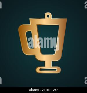 Vektorlogo des Symbols für den Mixer. Gradient Gold Metall mit dunklem Hintergrund Stock Vektor