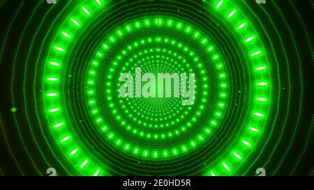 Grün neon Partikel grün glühenden Design Tunnel 3d Illustration Hintergrund Tapete Design Kunstwerk Stockfoto