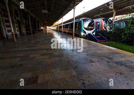 Istanbul, Türkei, Plattform für den Orient Express am Bahnhof Sirkeci am 31 2019. Oktober in Istanbul, Türkei Stockfoto