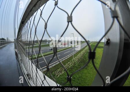 Cambridge , UK , England, 31-12-2020, Verkehr auf der A14 in cambridgeshire von der Brücke über der A14 Stockfoto