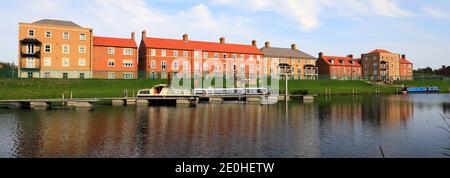 Boote auf dem Fluss Witham, Boston Gateway Marina, Boston Town, Lincolnshire County, England, Großbritannien Stockfoto