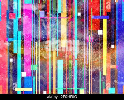 Abstrakt bunten Retro Aquarell Hintergrund mit geometrischen Objekten. Beispiel für ein Abstraktionsdesign für eine Website oder ein Banner Stockfoto