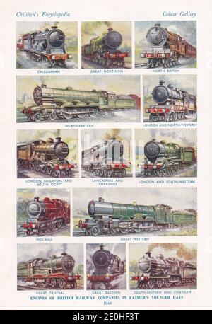 Triebwerke der britischen Eisenbahn - Triebwerke der britischen Eisenbahngesellschaften in den jüngeren Tagen des Vaters. Stockfoto
