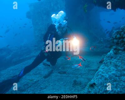 Laderaeume, Rack "Thistlegorm", Rotes Meer, Aegypten Stockfoto