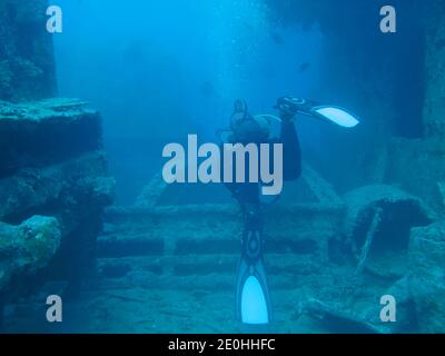 Laderaeume, Rack "Thistlegorm", Rotes Meer, Aegypten Stockfoto