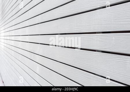 Weiße Holzwand in Perspektive. Textur Wand Hintergrund Stockfoto
