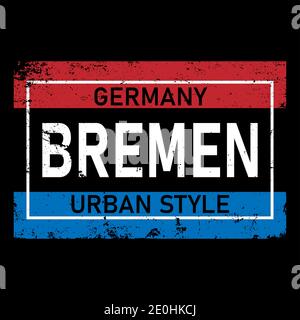 Bremer Stadtvektorschrift in deutscher Sprache, es ist deutscher Name von Bremen. Deutscher Name und Stadt Schreibweise. Reisekonzept. Stock Vektor