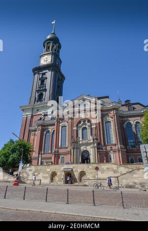 Hauptkirche St. Michaelis, Englische Planke, Hamburg, Deutschland Stockfoto