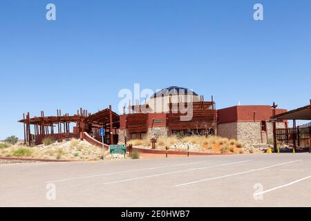 SANParks Empfang am Eingang zu Twee Rivieren, Kgalagadi Transfrontier Park, Kalahari, Nordkap, Südafrika Stockfoto