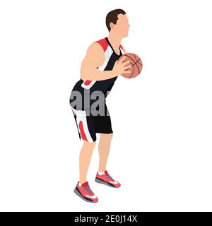 Professionelle Basketballspieler schießen Ball in den Reifen, Vektor-Illustration Stock Vektor