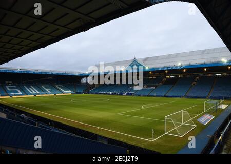 SHEFFIELD, ENGLAND. 1. JANUAR Gesamtansicht von Hillsborough, Heimat von Sheffield Wednesday während des Sky Bet Championship-Spiels zwischen Sheffield Wednesday und Derby County in Hillsborough, Sheffield am Freitag, 1. Januar 2021. (Kredit: Jon Hobley - MI News) Kredit: MI Nachrichten & Sport /Alamy Live Nachrichten Stockfoto