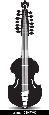 Vektor-Illustration der schwarzen und weißen Viola Gitarre Stock Vektor