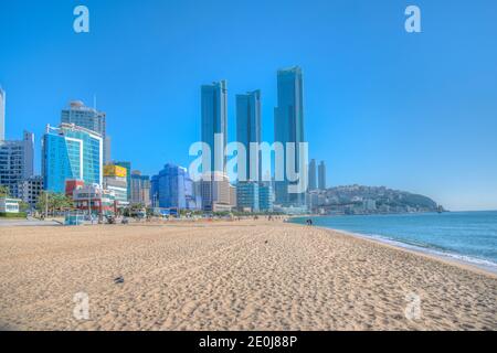 BUSAN, KOREA, 30. OKTOBER 2019: Haeundae Beach in Busan, republik Korea Stockfoto