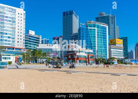BUSAN, KOREA, 30. OKTOBER 2019: Haeundae Beach in Busan, republik Korea Stockfoto