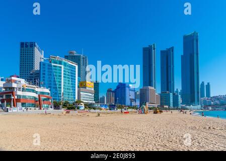 BUSAN, KOREA, 30. OKTOBER 2019: Haeundae Beach in Busan, republik Korea Stockfoto