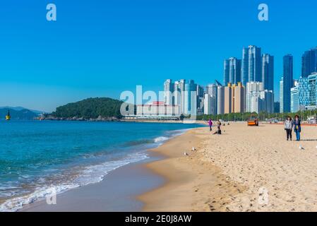 BUSAN, KOREA, 30. OKTOBER 2019: Haeundae Beach in Busan, republik Korea Stockfoto