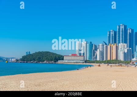 BUSAN, KOREA, 30. OKTOBER 2019: Haeundae Beach in Busan, republik Korea Stockfoto