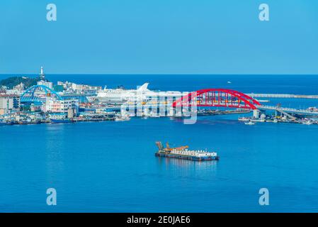 SOKCHO, KOREA, 27. OKTOBER 2019: Luftaufnahme des Hafens von Sokcho, Republik Korea Stockfoto