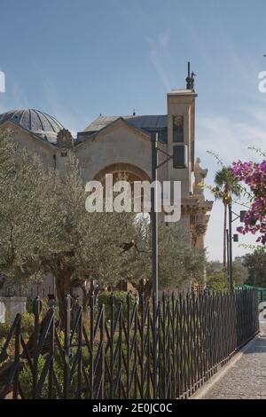 Kirche aller Völker im Garten Gethsemane auf dem Ölberg, Jerusalem, Israel. Stockfoto