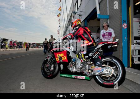 Der spanische MotoGP-Fahrer Alvaro Bautista von Honda Gresini beim MotoGP Niederlande Grand Prix in Assen, Niederlande, am 30. Juni 2012. Foto von Malkon/ABACAPRESS.COM Stockfoto