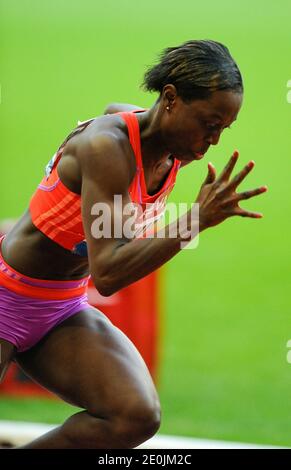 Die Französin Myriam Soumare bei der Woman 200 Meter Veranstaltung des Areva Athletics Meeting 2012 im Stade de France in Saint-Denis bei Paris, Frankreich am 6. Juli 2012. Foto von Henri Szwarc/ABACAPRESS.COM Stockfoto