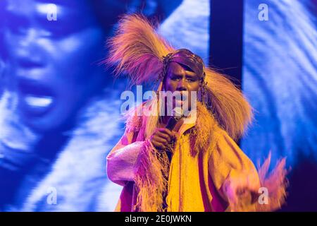 Grace Jones spielt während der Freak Out Night im Rahmen des Montreux Jazz Festival 2012, in Montreux, Schweiz am 17. Juli 2012. Foto von Loona/ABACAPRESS.COM Stockfoto