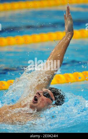 Der US-Amerikaner Ryan Lochte im Finale des 400-m-Einzelmedleys der Männer im Aquatics Centre während der Olympischen Spiele 2012 in London am 28. Juli 2012. Foto von Guibbaud/Gouhier/JMP/ABACAPRESS.COM? Stockfoto