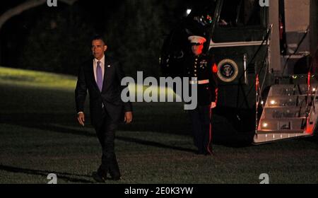 US-Präsident Barack Obama kehrt am 30. Juli 2012 ins Weiße Haus in Washington, DC, USA, zurück. Foto von Dennis Brack/Pool/ABACAPRESS.COM Stockfoto