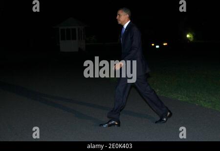 US-Präsident Barack Obama kehrt am 30. Juli 2012 ins Weiße Haus in Washington, DC, USA, zurück. Foto von Dennis Brack/Pool/ABACAPRESS.COM Stockfoto
