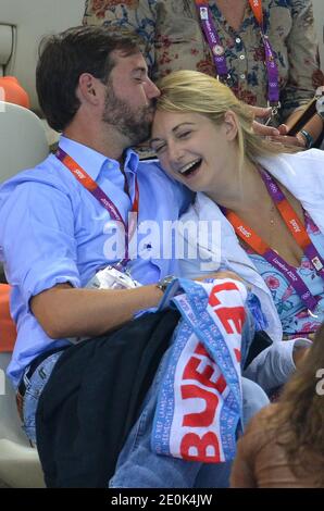 Erbgroßherzog Guillaume von Luxemburg und seine Verlobte Stephanie de Lannoy beim Schwimmen im Wassersportzentrum während der Olympischen Spiele in London, Großbritannien am 31. Juli 2012. Foto von Guibbaud-Gouhier-JMP/ABACAUSA.COM Stockfoto