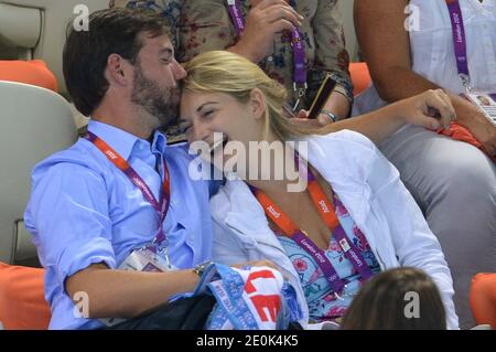 Erbgroßherzog Guillaume von Luxemburg und seine Verlobte Stephanie de Lannoy beim Schwimmen im Wassersportzentrum während der Olympischen Spiele in London, Großbritannien am 31. Juli 2012. Foto von Guibbaud-Gouhier-JMP/ABACAUSA.COM Stockfoto
