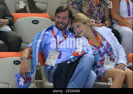 Erbgroßherzog Guillaume von Luxemburg und seine Verlobte Stephanie de Lannoy beim Schwimmen im Wassersportzentrum während der Olympischen Spiele in London, Großbritannien am 31. Juli 2012. Foto von Guibbaud-Gouhier-JMP/ABACAUSA.COM Stockfoto